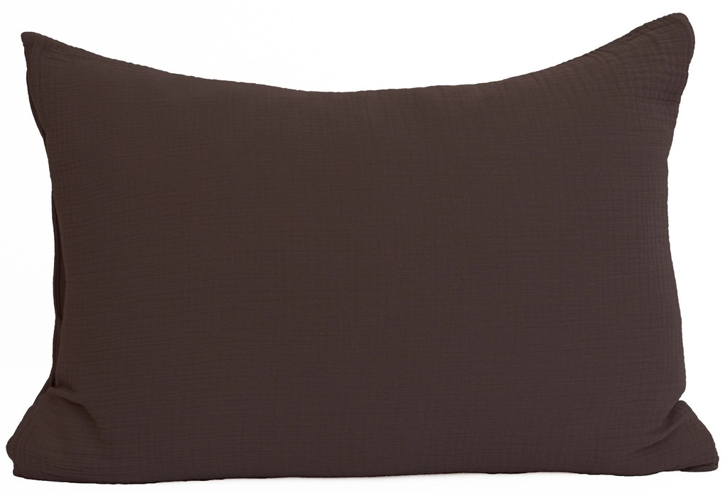 Mušelínová obliečka na vankúš 50 × 70 cm – Alexia tmavo hnedá
