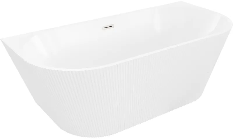 Mexen Oris, voľne stojaca ryhovaná vaňa 170 x 80 cm, biela lesklá, oceľový prepad, 52871708000-97