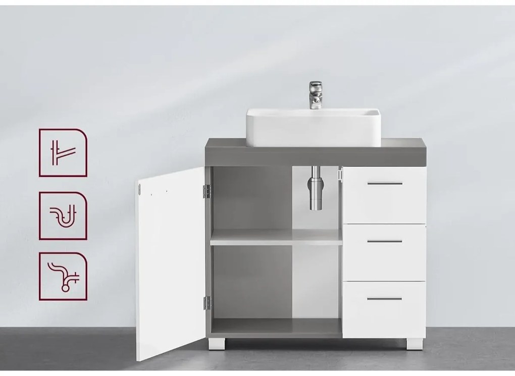 Skrinka pod umývadlo Vasagle Bruser sivá/biela