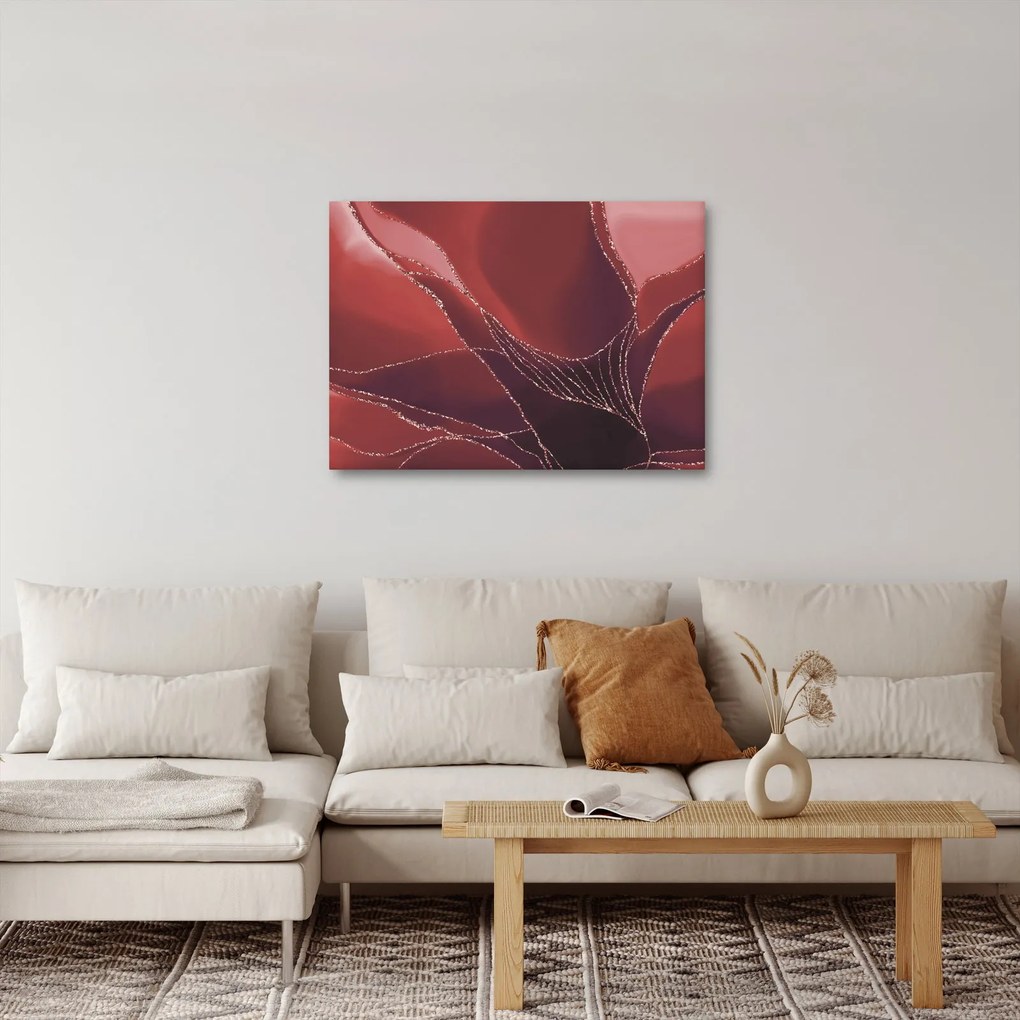 Obraz - Červená abstraktná kvetina N⁰2 (70x50 cm)