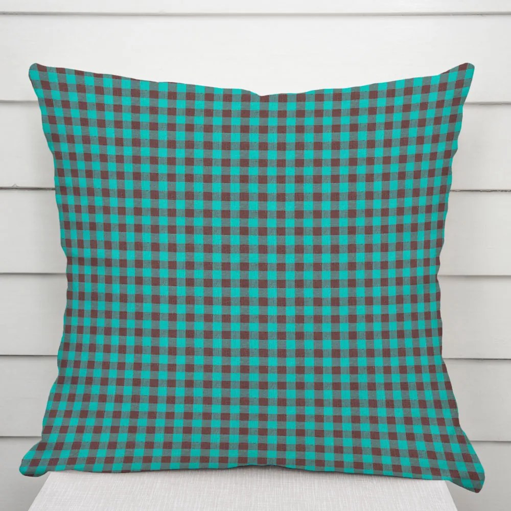 Biante Bavlnená obliečka na vankúš Olivia OL-007 Tyrkysovo-hnedá kocka malá 50 x 60 cm
