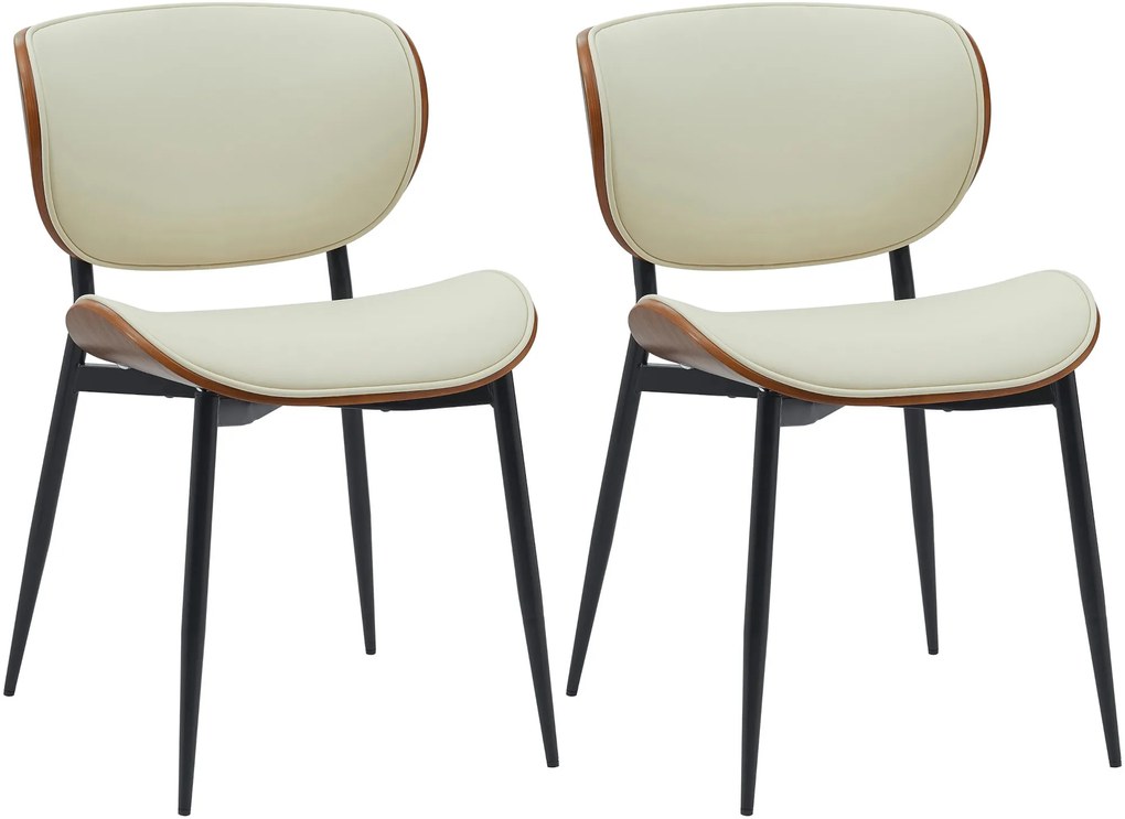 Set 2 jedálenských stoličiek Enid - koženka - orech/krém