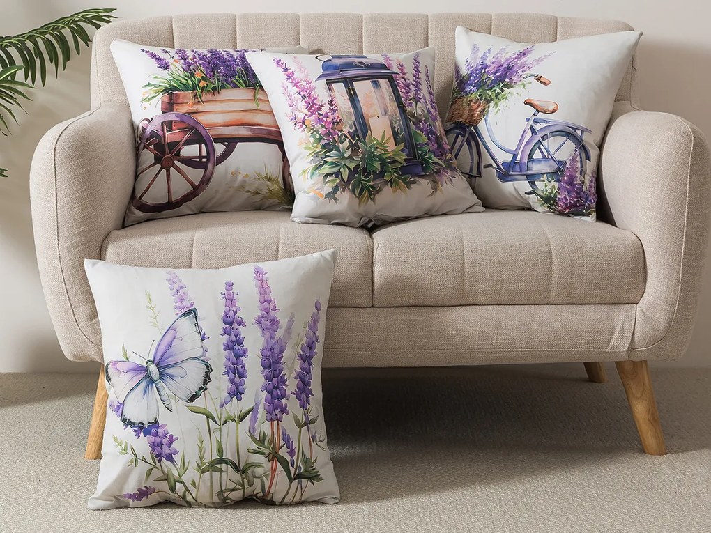 XPOSE® Set obliečok na vankúš LAVENDER (digitálna tlač) 43x43 cm - set 4 ks