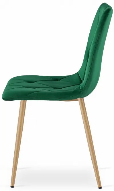 Set štyroch jedálenských stoličiek LIBRA zamatové tmavozelené / drevené nohy (4 ks)