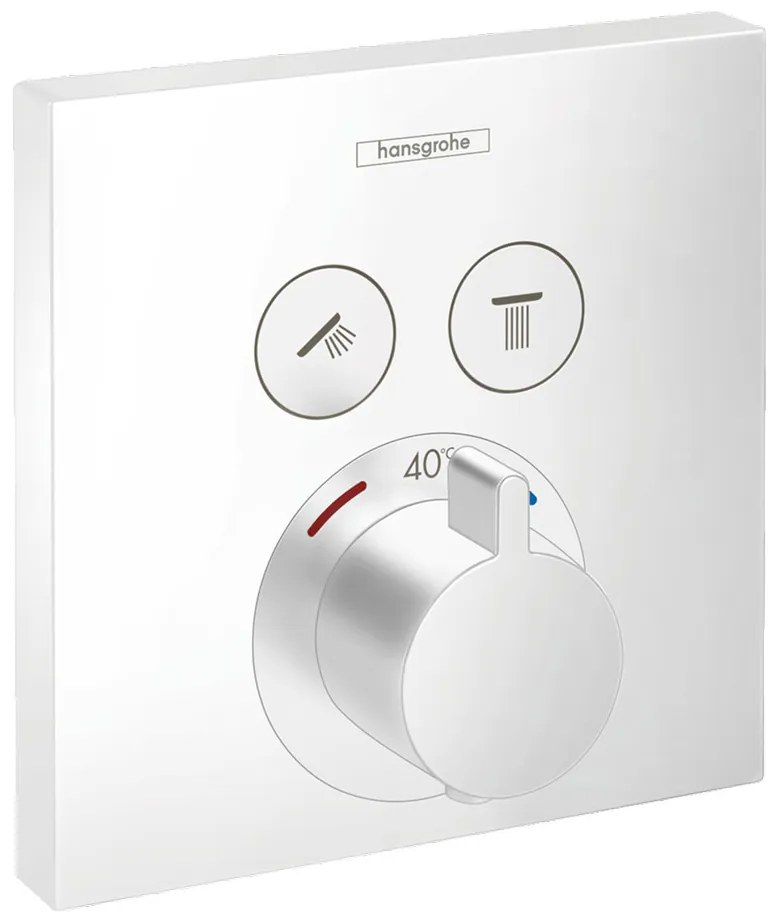 Hansgrohe Shower Select, termostatická batéria pod omietku na 2 spotrebiče, matná biela, HAN-15763700
