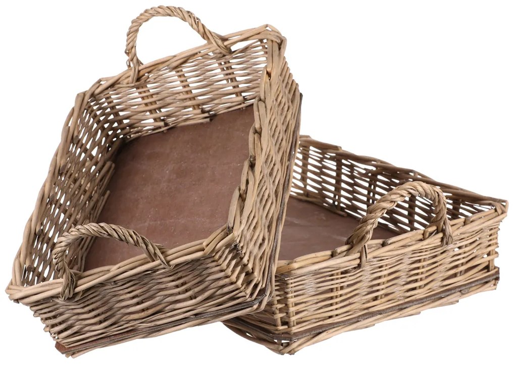 Sada prútených tácok Nature obdĺžnik, 2 ks, 2 veľkosti, 51 x 11 x 39 cm