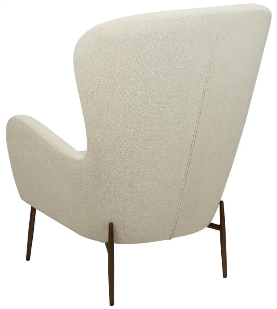 GLAM VYSOKÉ ČALÚNENÉ LOUNGE KRESLO bone white/antique brass