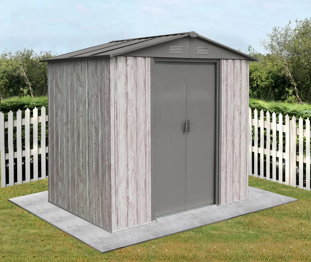 Záhradný domček BestBerg ZDB-2SD / 2,5 m² / 194 x 131 x 184 cm / dekor biele drevo / sivá