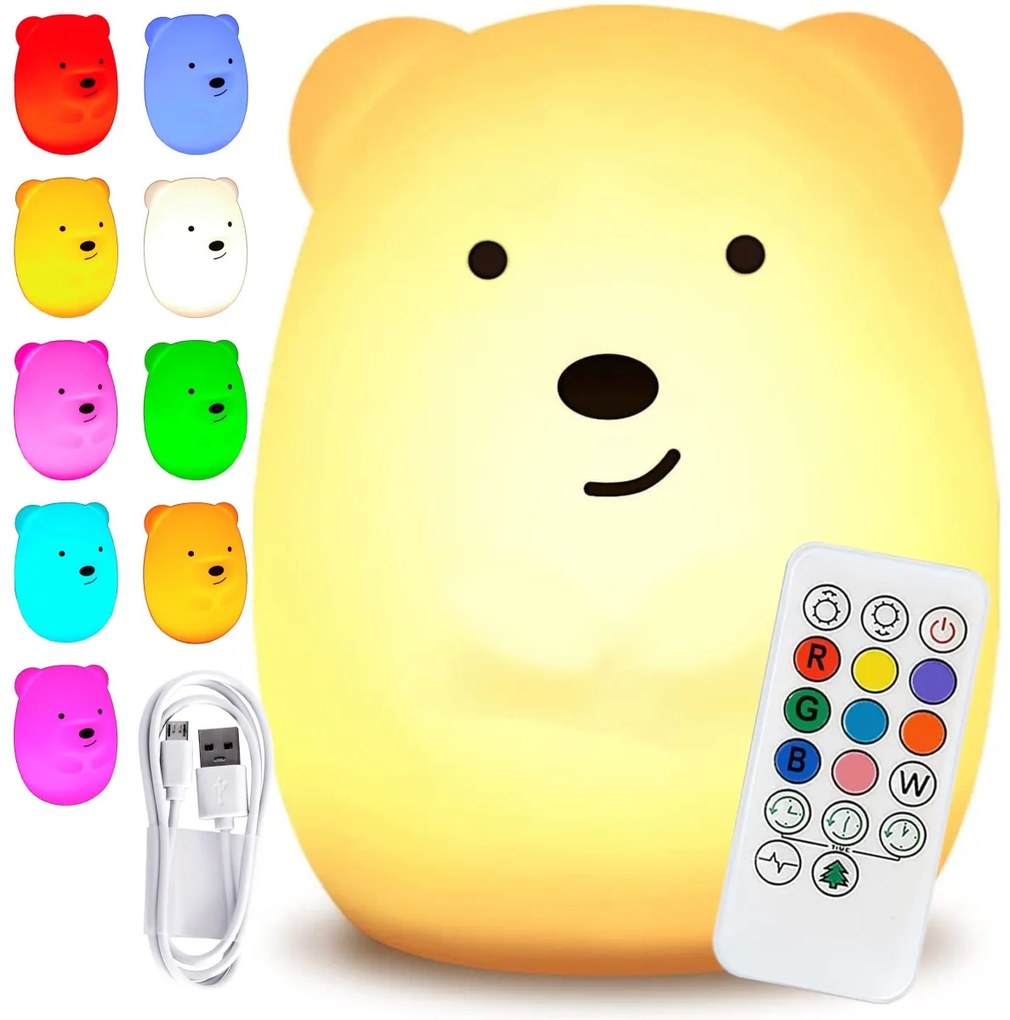Detská stolná LED lampa Bear biela