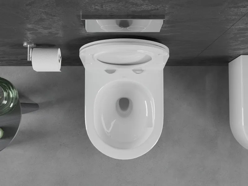 Mexen Sofia, závesná WC misa 490x360x355 mm, Rimless Tornádo + WC sedadlo z duroplastu, biela lesklá, 30540500T