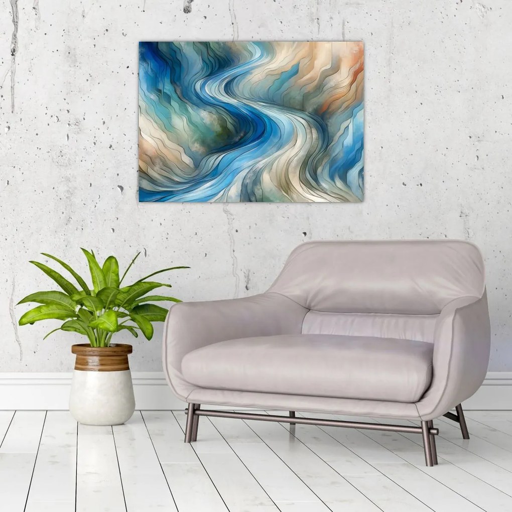 Sklenený obraz - Abstraktný prúd (70x50 cm)
