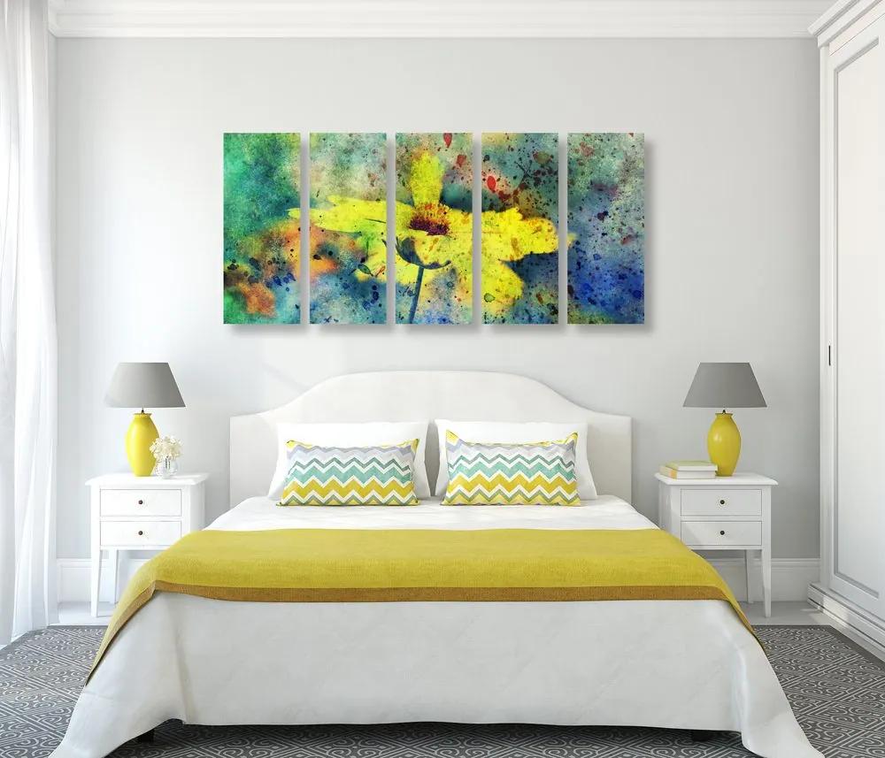 5-dielny obraz žltý kvet s vintage nádychom Varianta: 100x50
