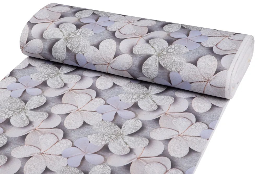 Biante Dekoračný štvorcový obrus PML-032 Designové kvety na sivom 60x60 cm