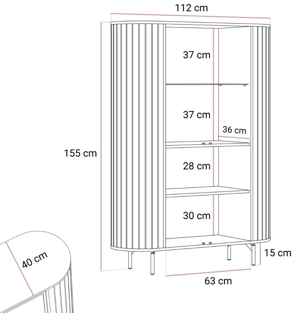 VITRÍNA LANDRY PRESTIGE KAŠMÍR LED 112 x 155 cm