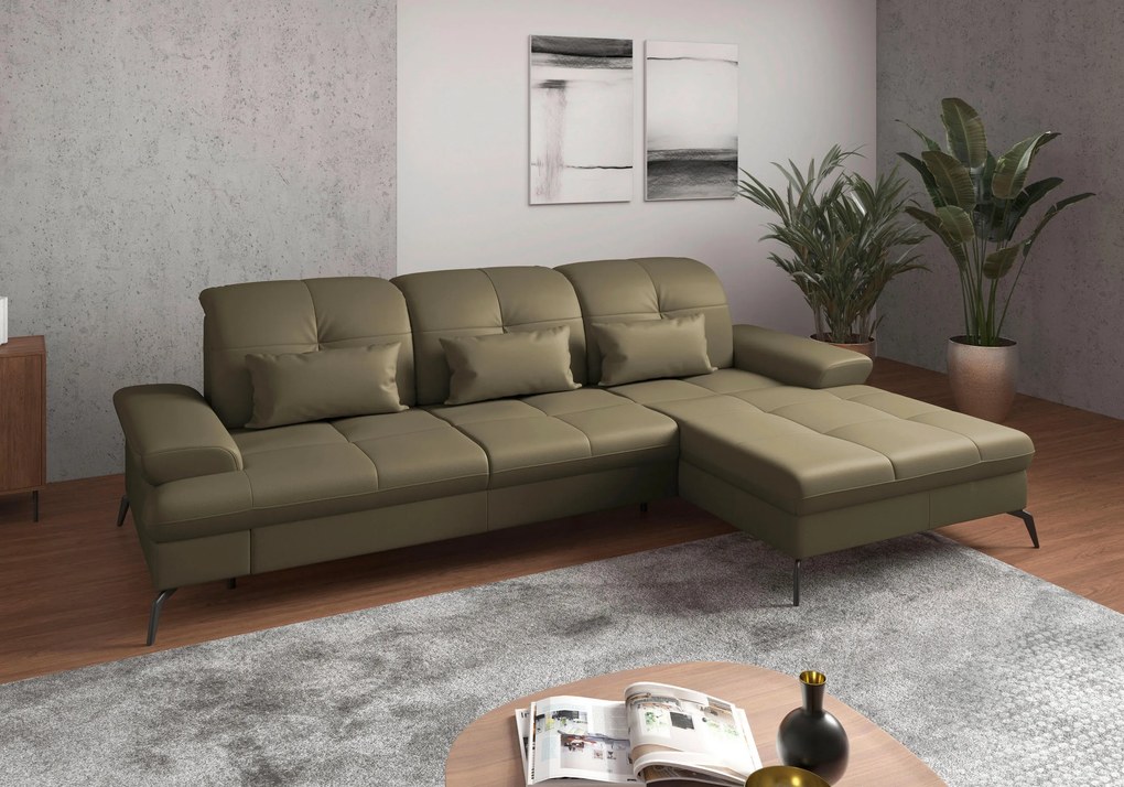 XXXLutz ROHOVÁ SEDAČKA, textil, koža, olivovozelená Sit & More - Sedačky - 000144011767