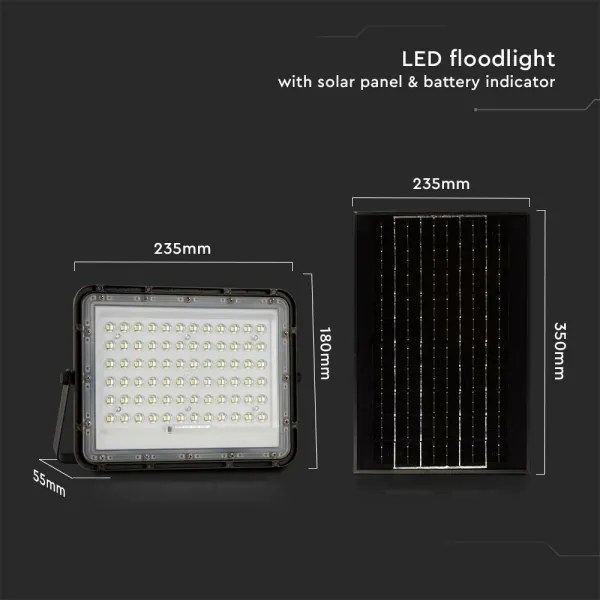 LED Vonkajší solárny reflektor LED/15W/3,2V IP65 4000K čierna + DO
