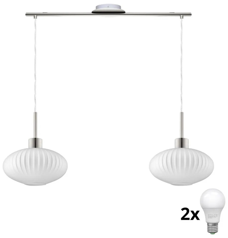 LED luster na lanku HARMA 2xE27/60W/230V matný chróm/biela