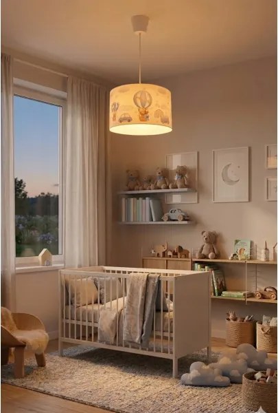 Brilagi - LED detský luster na lanku BOBO 1xE27/60W/230V, priemer 35 cm, modrý/medvedíky