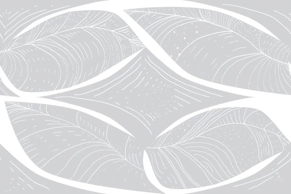 Tapeta jemná štruktúra listu v šedom prevedení