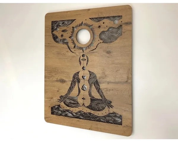 Li-Go 4421/A/4 - LED nástenná dekorácia LED/10W/5V 30000 mAh 70x90 cm dub/čakry