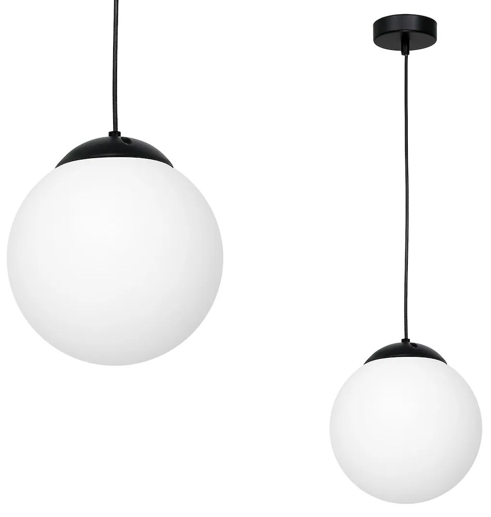 Závesné svietidlo Lima, 1x biele sklenené tienidlo, b