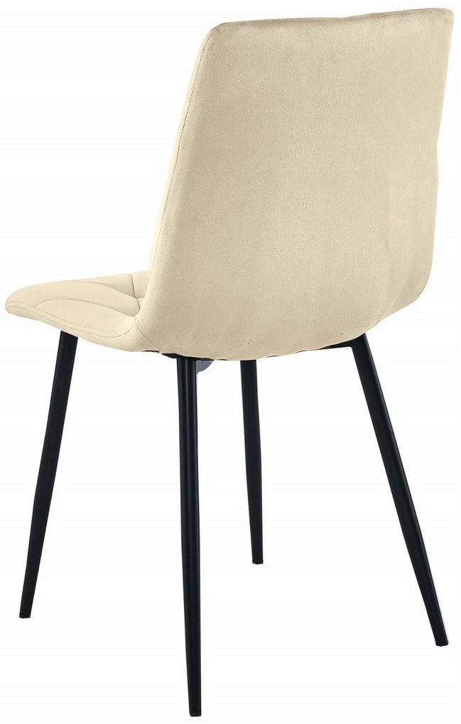 Svetlobéžová zamatová jedálenská stolička LIBRA s čiernymi nohami