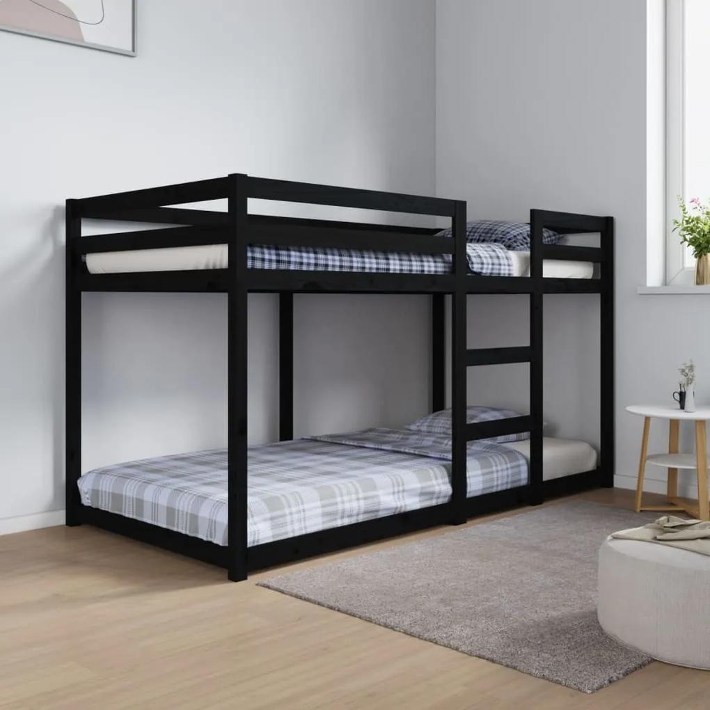 Poschodová posteľ čierna 90x190 cm borovicový masív 821658
