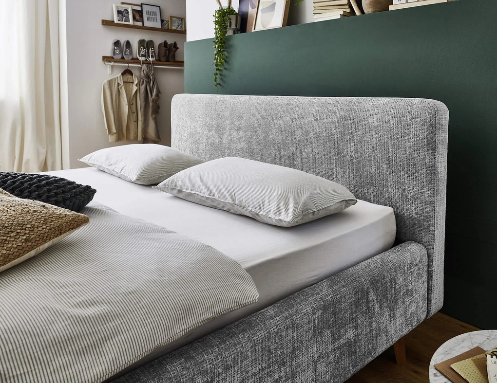 Dvojlôžková posteľ taupe s úložným priestorom 140 x 200 cm chenille sivá MUZZA