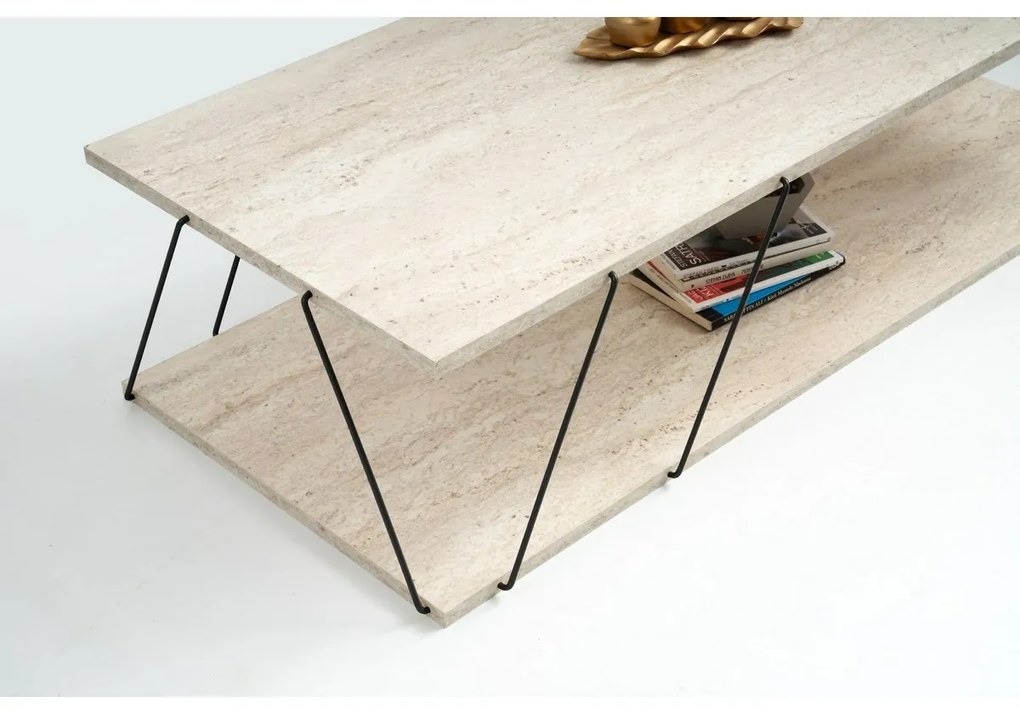Konferenčný stolík Labranda Travertine and Black