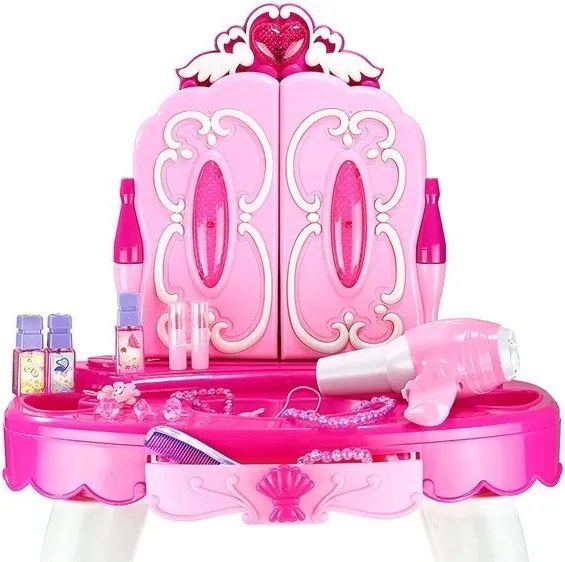 LEAN Toys Obrovský rozprávkový princeznovský toaletný stolík Zrkadlo Stolička
