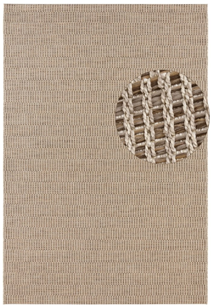 ELLE Decoration, Kusový koberec Brave 103610 Natural Brown z kolekcie Elle – na von aj na doma, 160x230, hnedá, chodba / predsieň