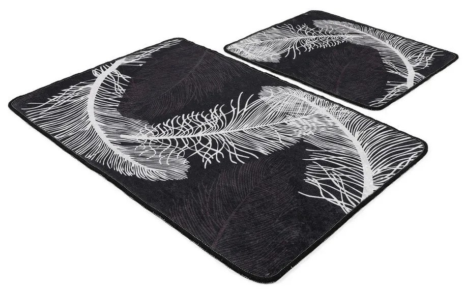 Antracitové kúpeľňové predložky v súprave 2 ks 60x100 cm Alisan – Foutastic