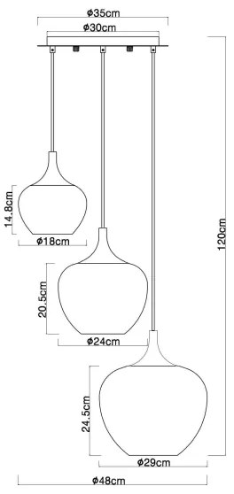 Globo 15548-3HW - Luster na lanku MAXY 3xE27/40W/230V biela