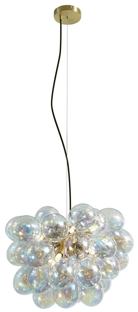 Art Deco závesná lampa zlatá s dúhovým sklom 50cm 8-svetiel - Uvas