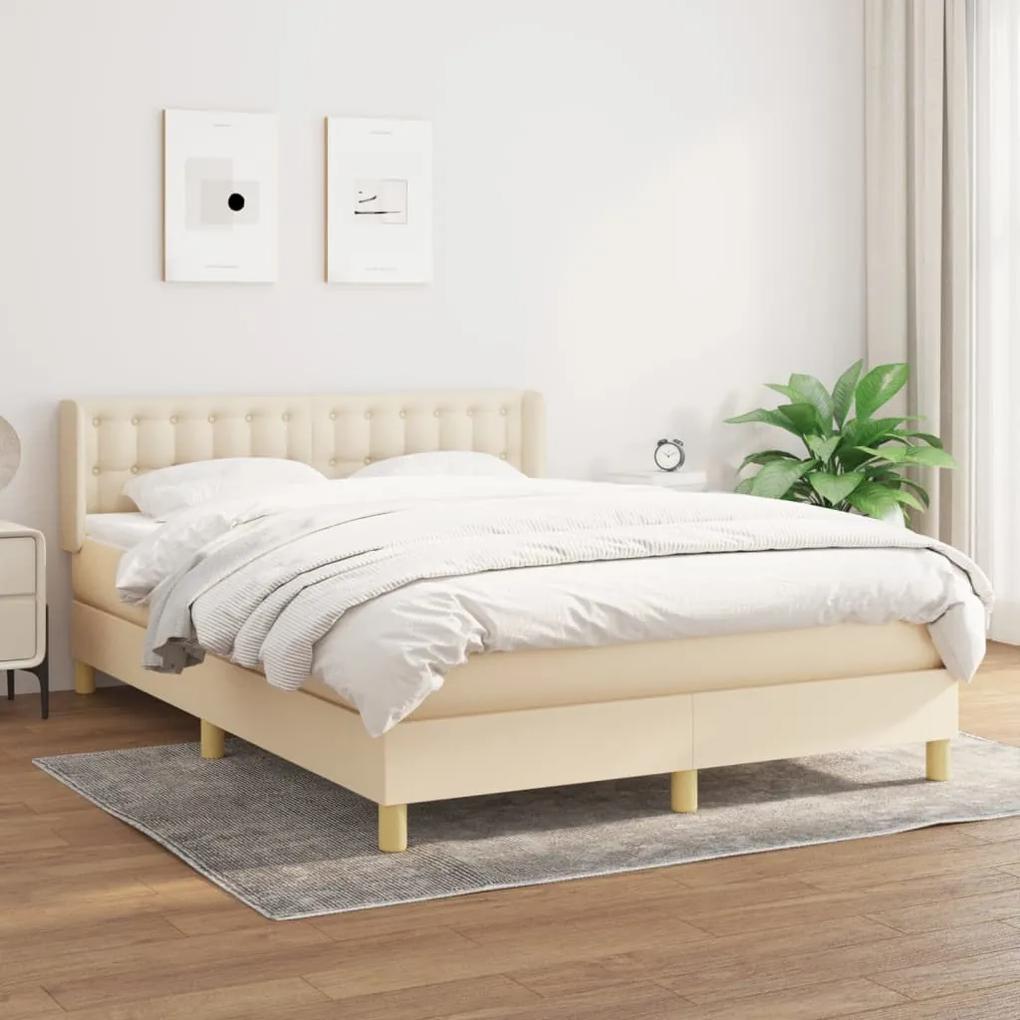 Boxspring posteľ s matracom krémový 140x190 cm látka 3130590
