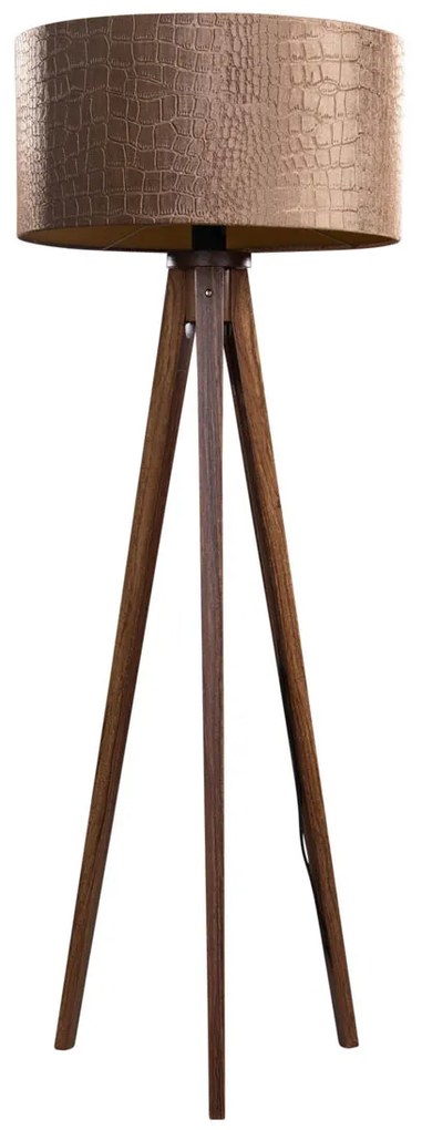 Stojacia lampa na trojnožke z orechového dreva s plyšovým tienidlom krokodíl 50 cm - Tripod Classic