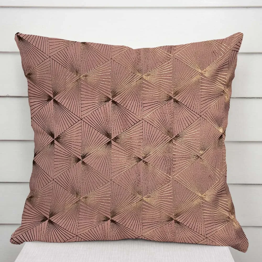 Biante Zamatová obliečka na vankúš Isabela IBL-009 Rose Gold trojuholníky na staroružovom 40 x 40 cm