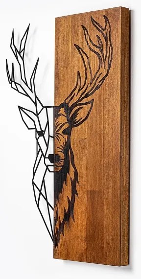 Nástenná dekorácia 36x58 cm jeleň drevo/kov