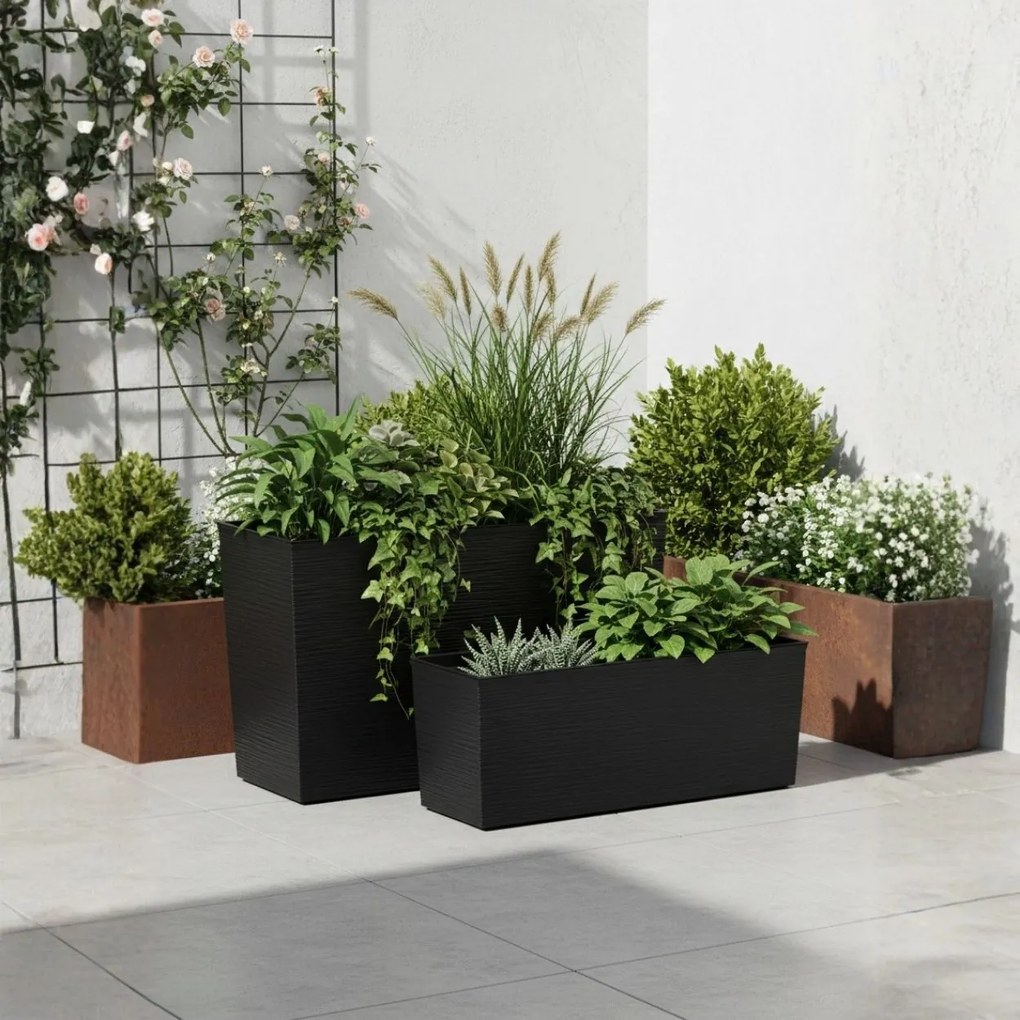 PLASTOVÝ KVETINÁČ BLOOM RIFLO 36X56X20 CM ČIERNA
