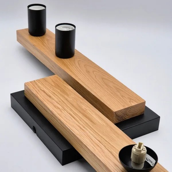 Prisadený luster MATTE 2xE27/15W/230V + 3xG9/5W/230V čierna/dub