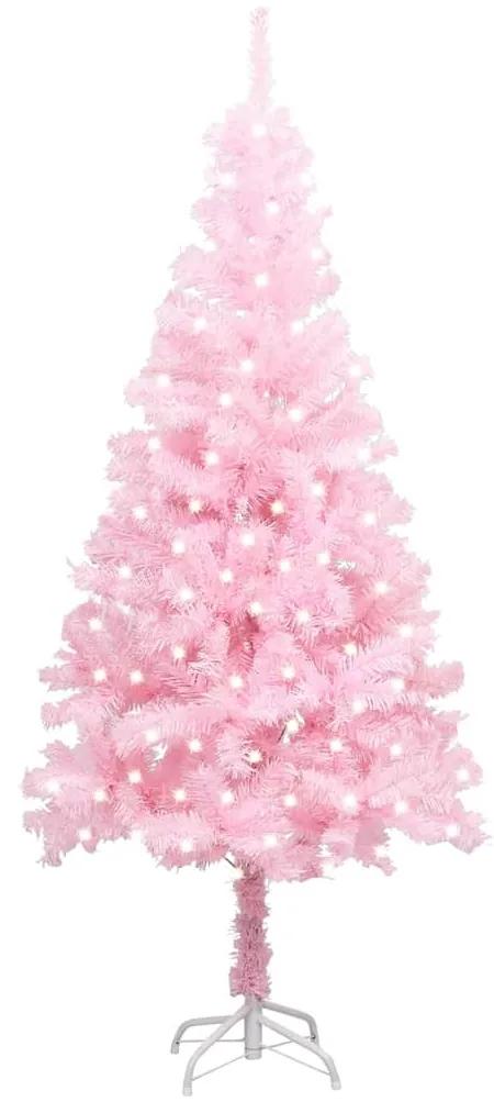 Umelý vianočný stromček s LED a podstavcom ružový 240 cm PVC 3077415