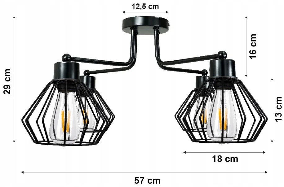 BERGE Závesná lampa DRON 4xE27 - METAL BRILLIANT