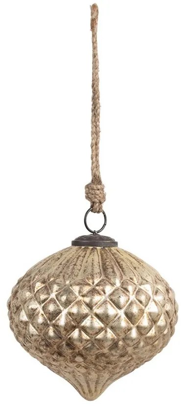 Zlatá sklenená vianočná ozdoba L - Ø 15*15 cm