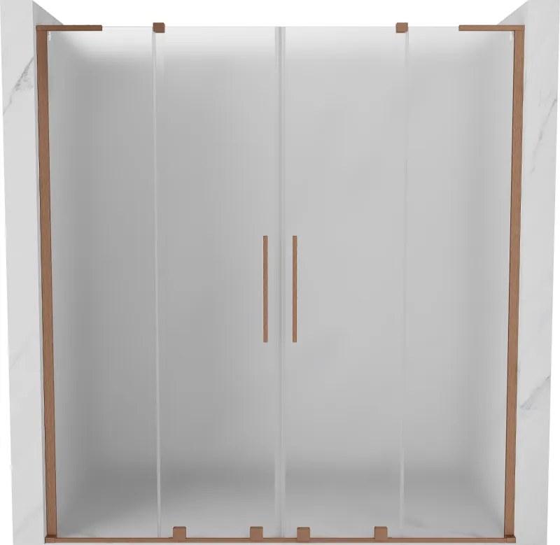Mexen Velar L Duo, posuvné sprchové dvere do otvoru 180 cm, 8mm sklo námraza, medená matná, 871-180-003-32-65