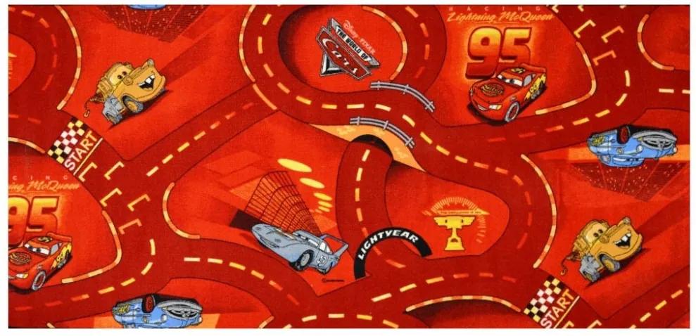 Vopi koberce Metrážový koberec The World of Cars 10 červený - Rozměr na míru bez obšití cm