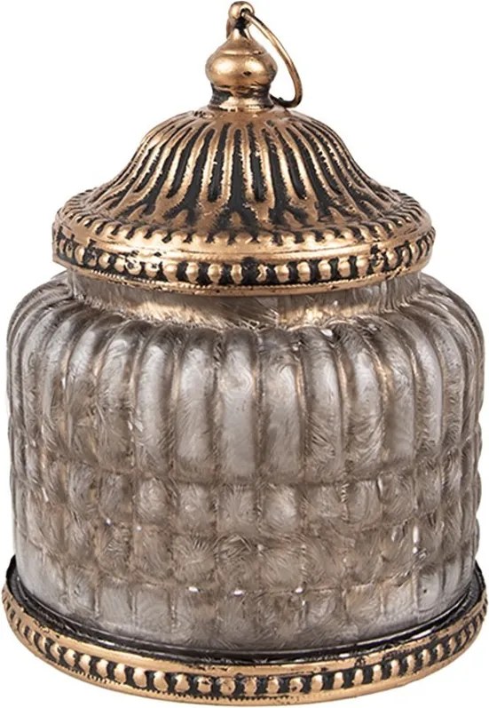 Šedá sklenená svietiaca LED lampáš Balli - Ø 10*13 cm