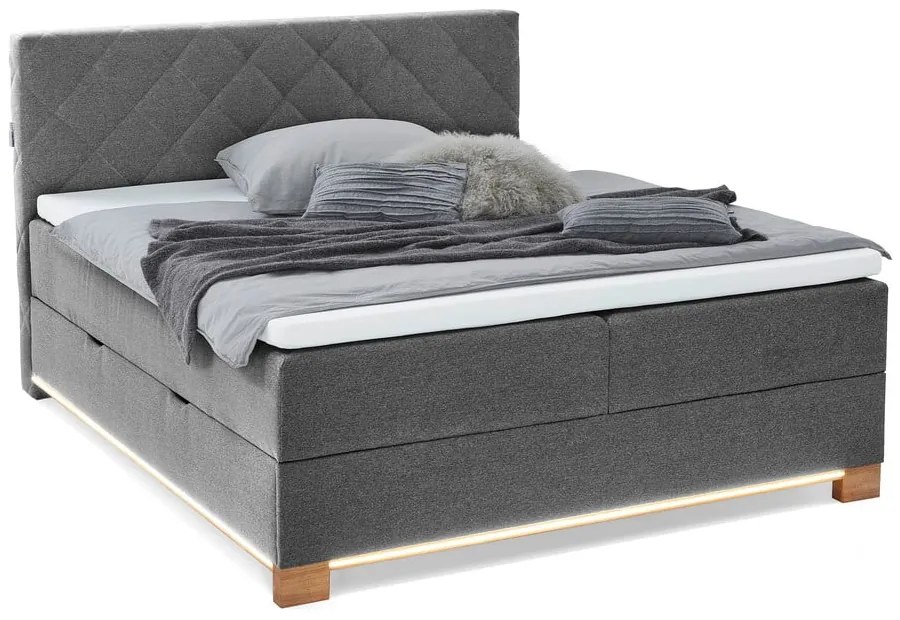 Sivá boxspring posteľ s úložným priestorom 180x200 cm Messina – Meise Möbel