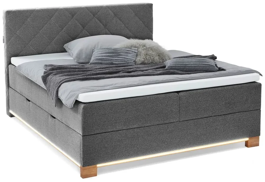 Sivá boxspring posteľ s úložným priestorom 180x200 cm Messina – Meise Möbel