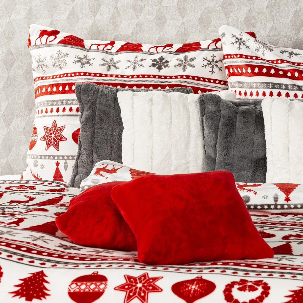 4Home obliečky mikroflanel Christmas Time červená, 140 x 220 cm, 70 x 90 cm
