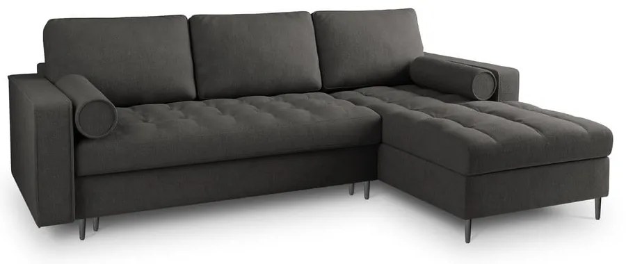 Tmavosivá rozkladacia rohová pohovka Milo Casa Santo, pravý roh